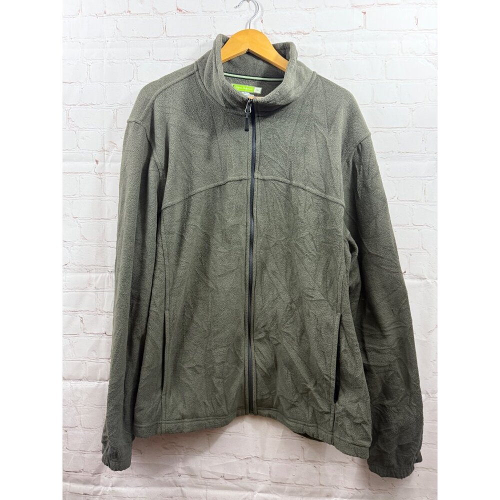 Tek Gear Fleece Jacket Mens Size XXL Greenish Gray Casual Full Zip Mock Neck